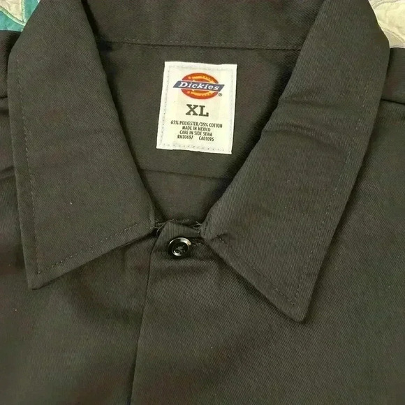 Men’s Dickies Black Short Sleeved Workwear Shirt White Logo size XL - Picture 2 of 7